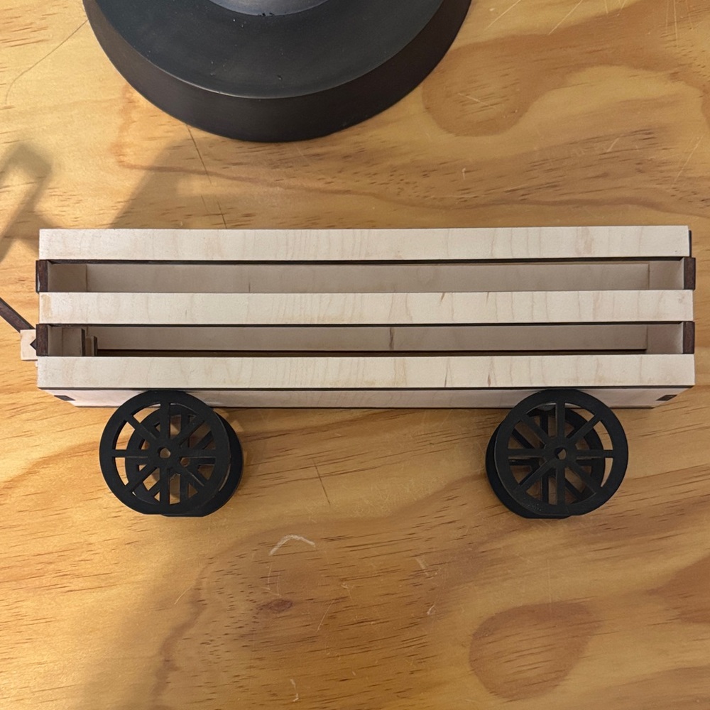 Mini Wooden Wagon Decor - Natural Wood with Black Wheels - Picture 3 of 4